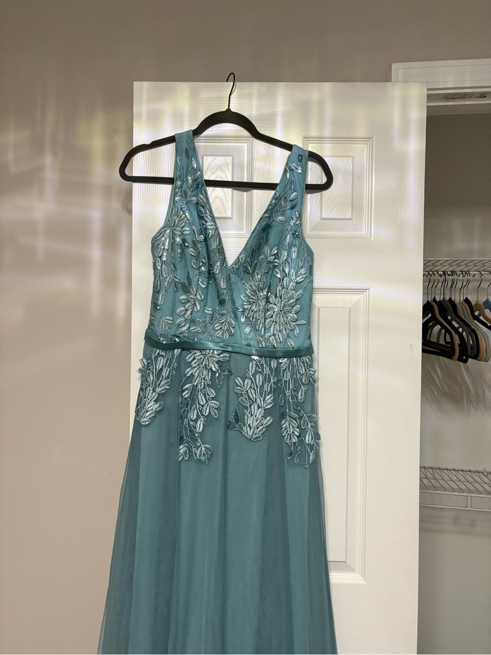 Ever Pretty Seafoam Lace Appliqué V-Neck Dress